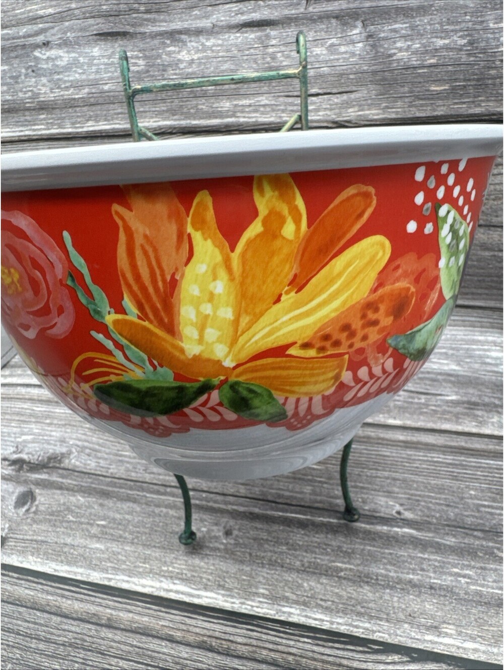 Pioneer Woman Melody Melamine Mixing Bowl 9.5" Red Floral Cottagecore Granny